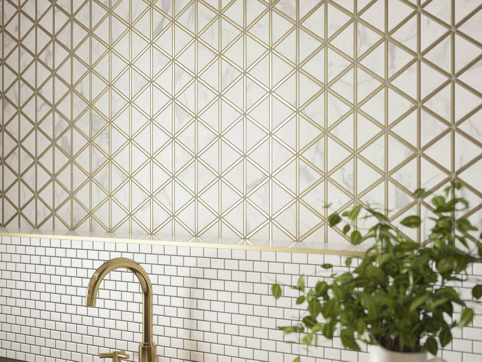 Gilded Triangles Mosaic, Creek Trail Mosaic | La Raj Tile & Marble