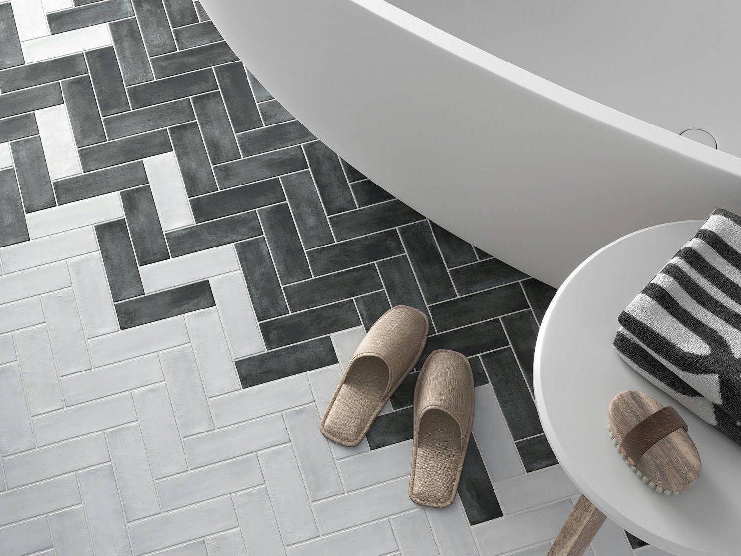 Lisbon 2X6 Pearl and Graphite | La Raj Tile & Marble