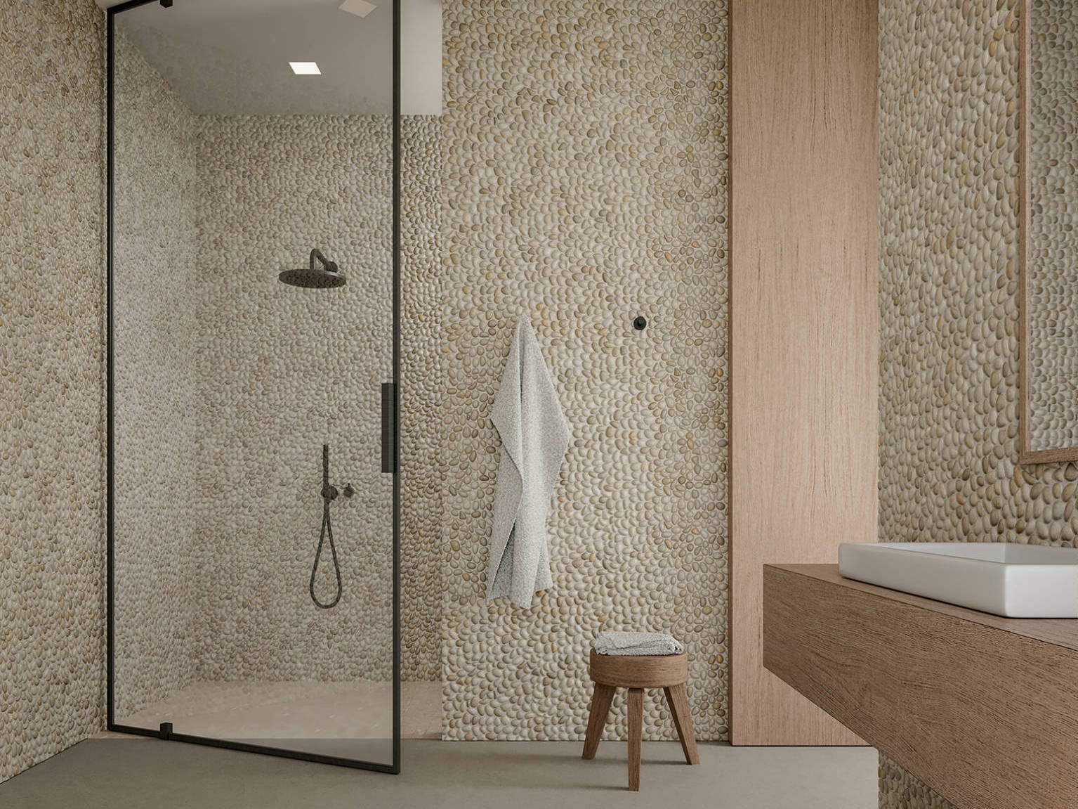 Zen Fiji Cream Natural Pebble Matte Mosaic | La Raj Tile & Marble