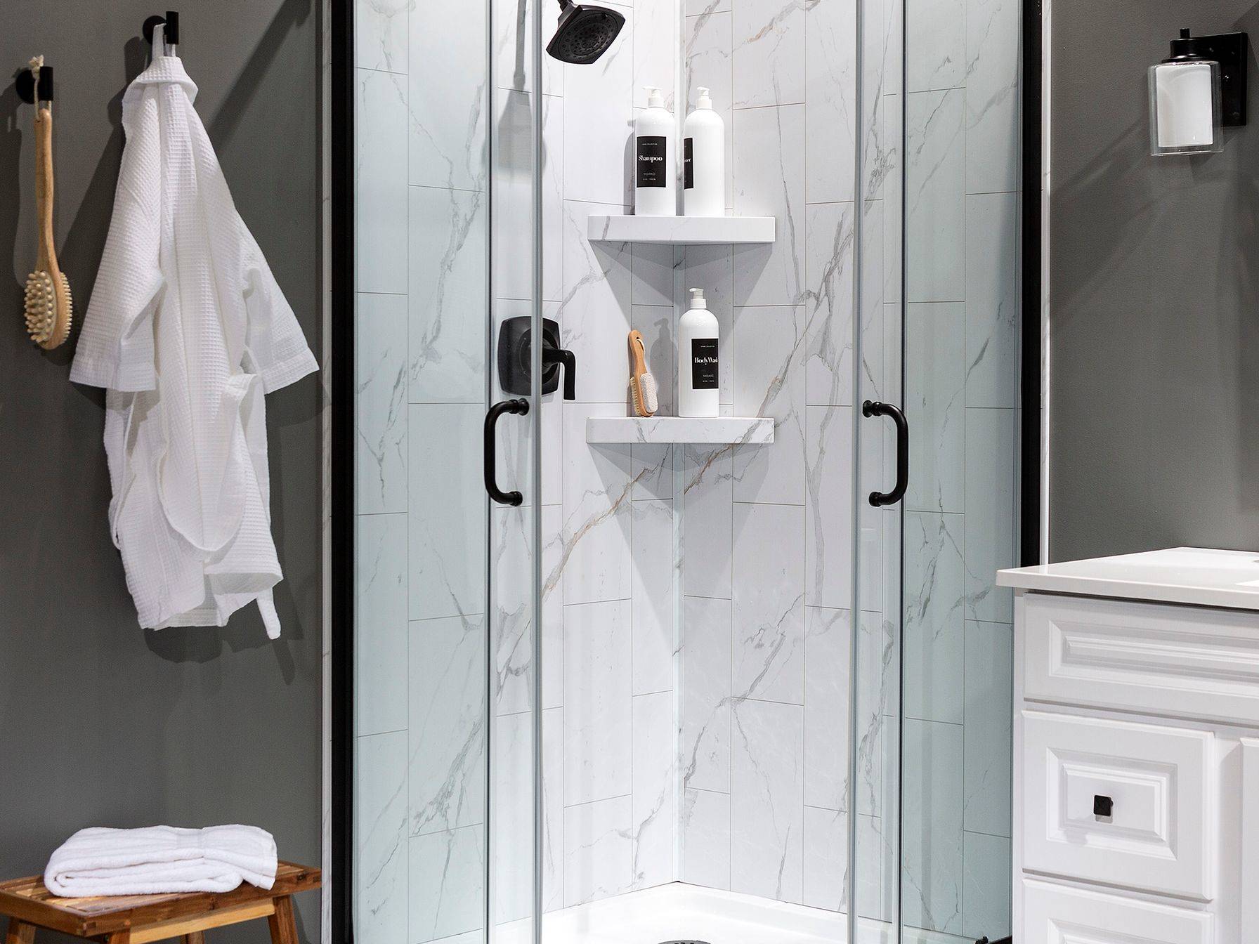 Carrara Marble Shower Wall Kit 36x36x78 | La Raj Tile & Marble