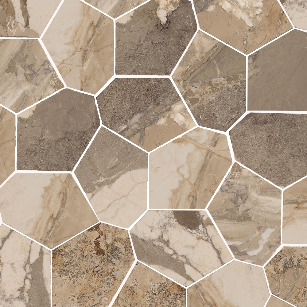 Dynasty Taupe Polished/Matte 11X12 Eggs Mosaic | La Raj Tile & Marble