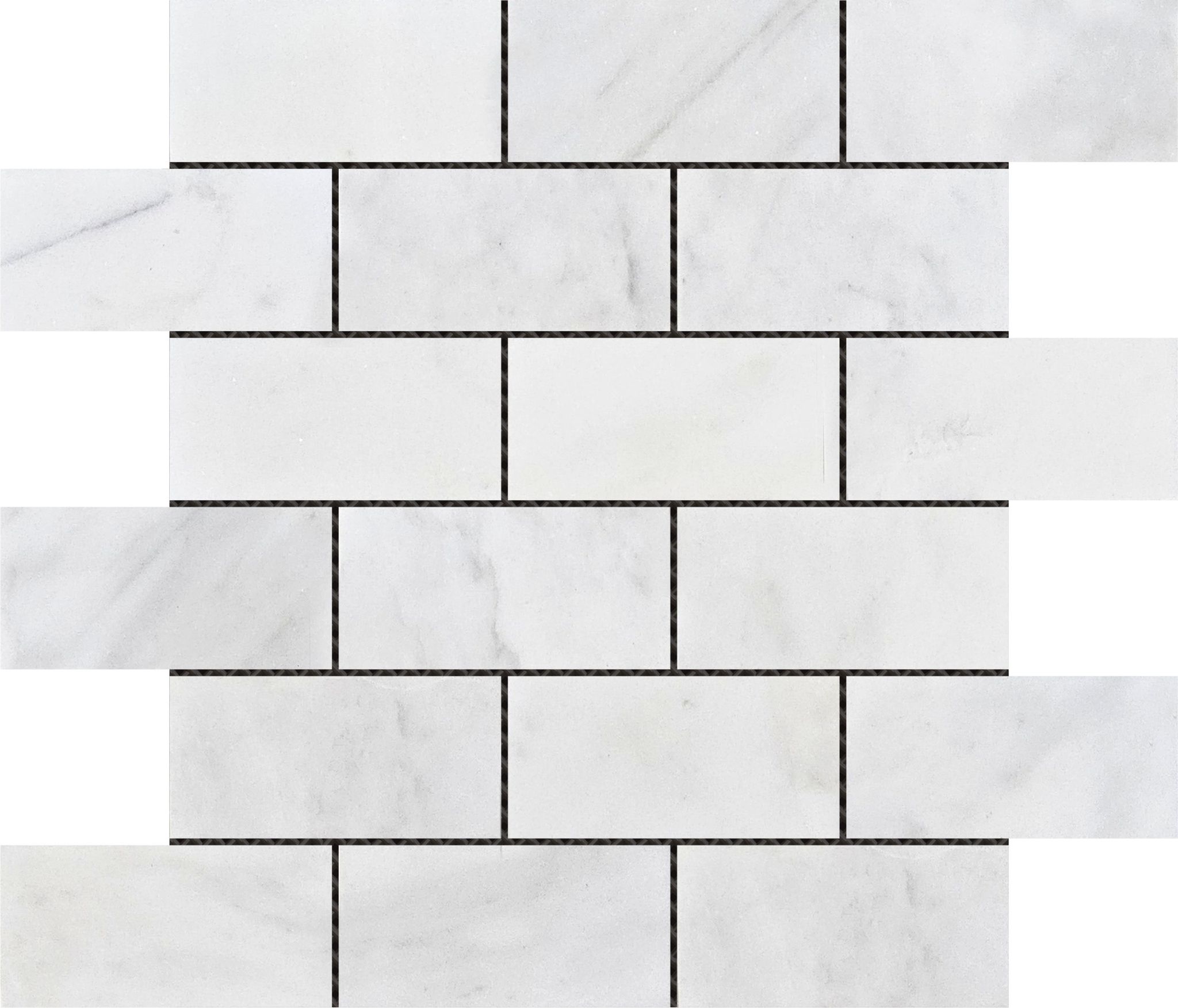 2"x4" Brick Pattern White Grey Marble | La Raj Tile & Marble