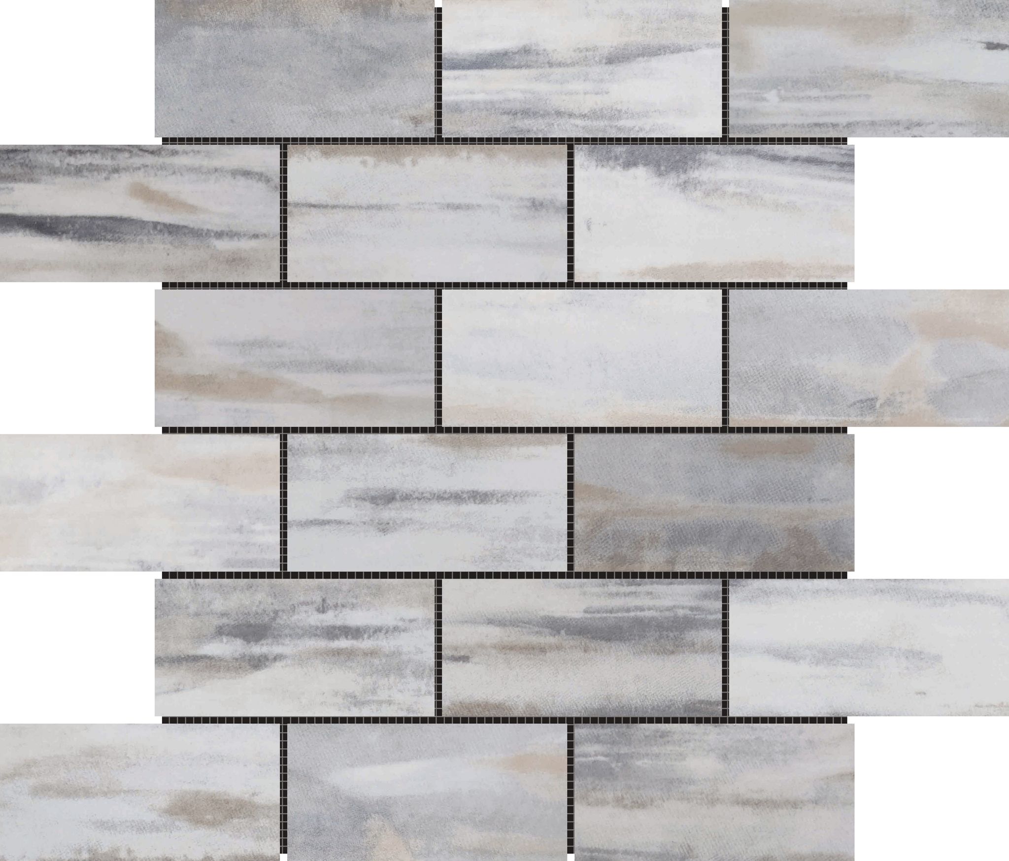 2"x4" Glazed Ceramic Grey Beige Mix Rough Surface Mosaic | La Raj Tile & Marble