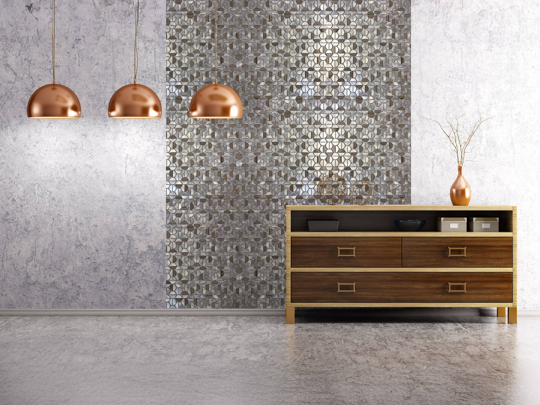 Aluminum & Marble Semi Circle Silver Brown 2 | La Raj Tile & Marble