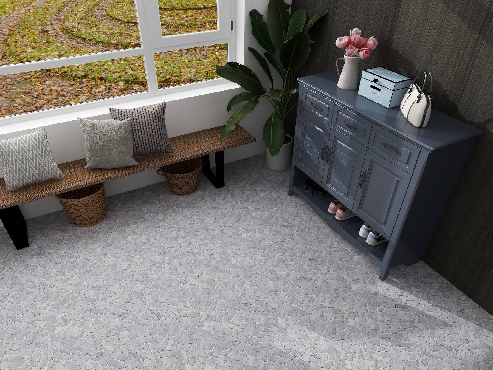 Beige Limestone Matte Mini Opus Interlocking  | La Raj Tile & Marble