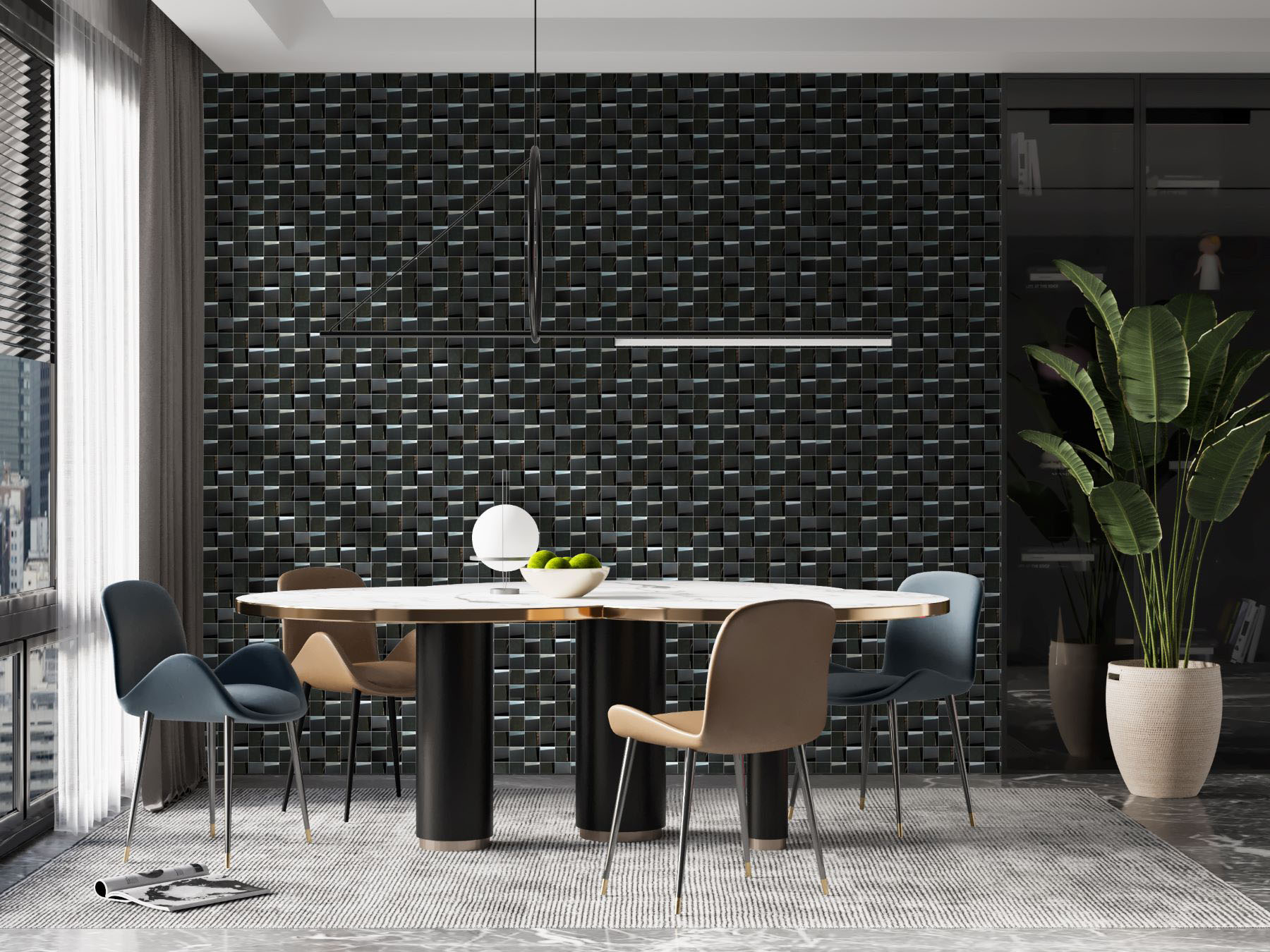 Black 3D Metal Mix Finish 2 | La Raj Tile & Marble