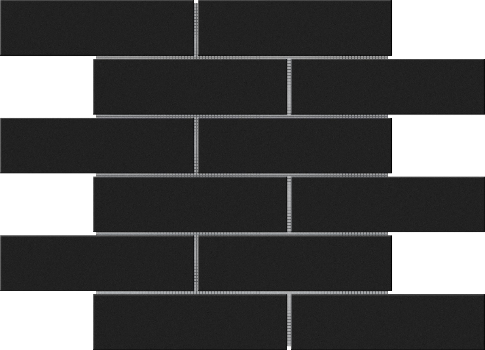 Black Brick Pattern Glossy Glazed Ceramic 2"x6" | La Raj Tile & Marble