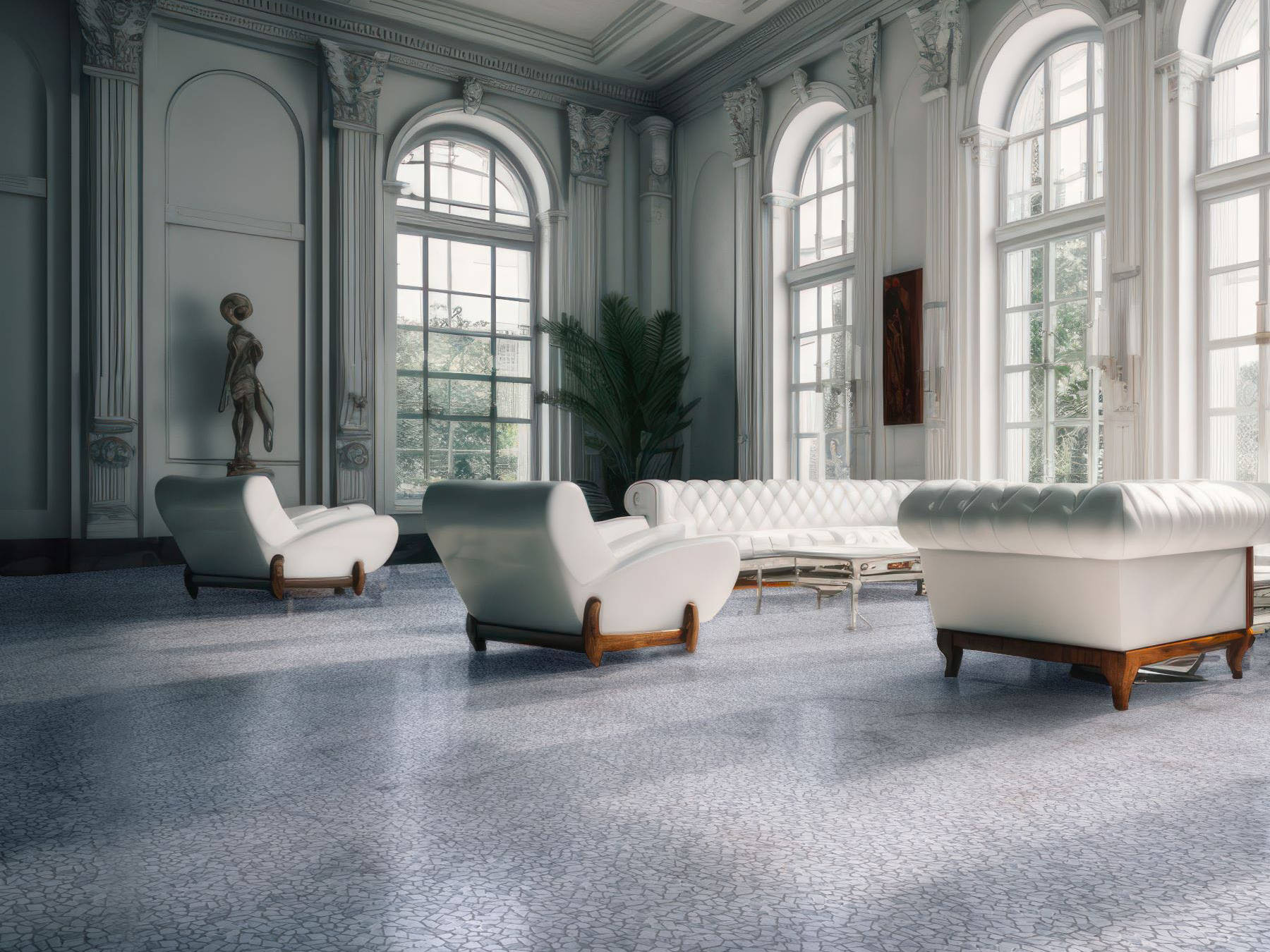 Mini Opus Matte White Grey Marble Stone Interlocking 2 | La Raj Tile & Marble