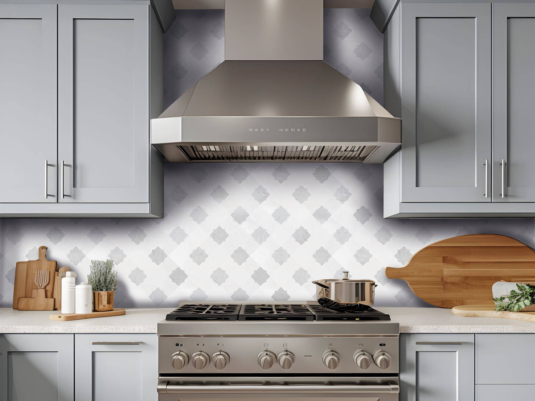 Star & Square White & Grey Mix Marble 2 | La Raj Tile & Marble