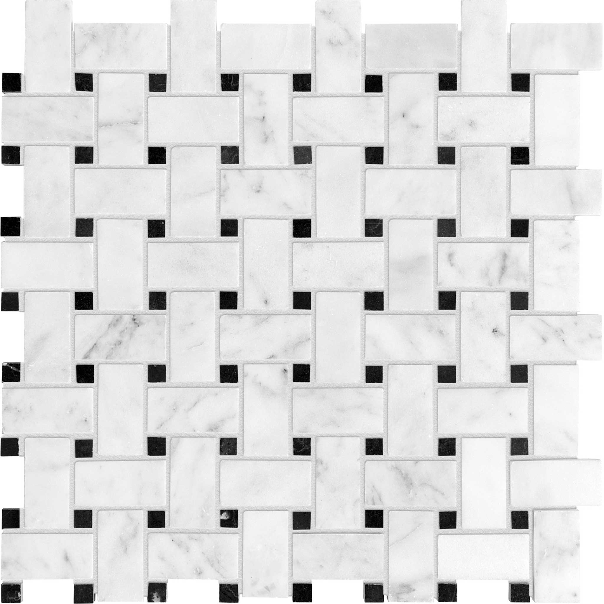 Bianco Venatino Basketweave Polished Mosaic | La Raj Tile & Marble