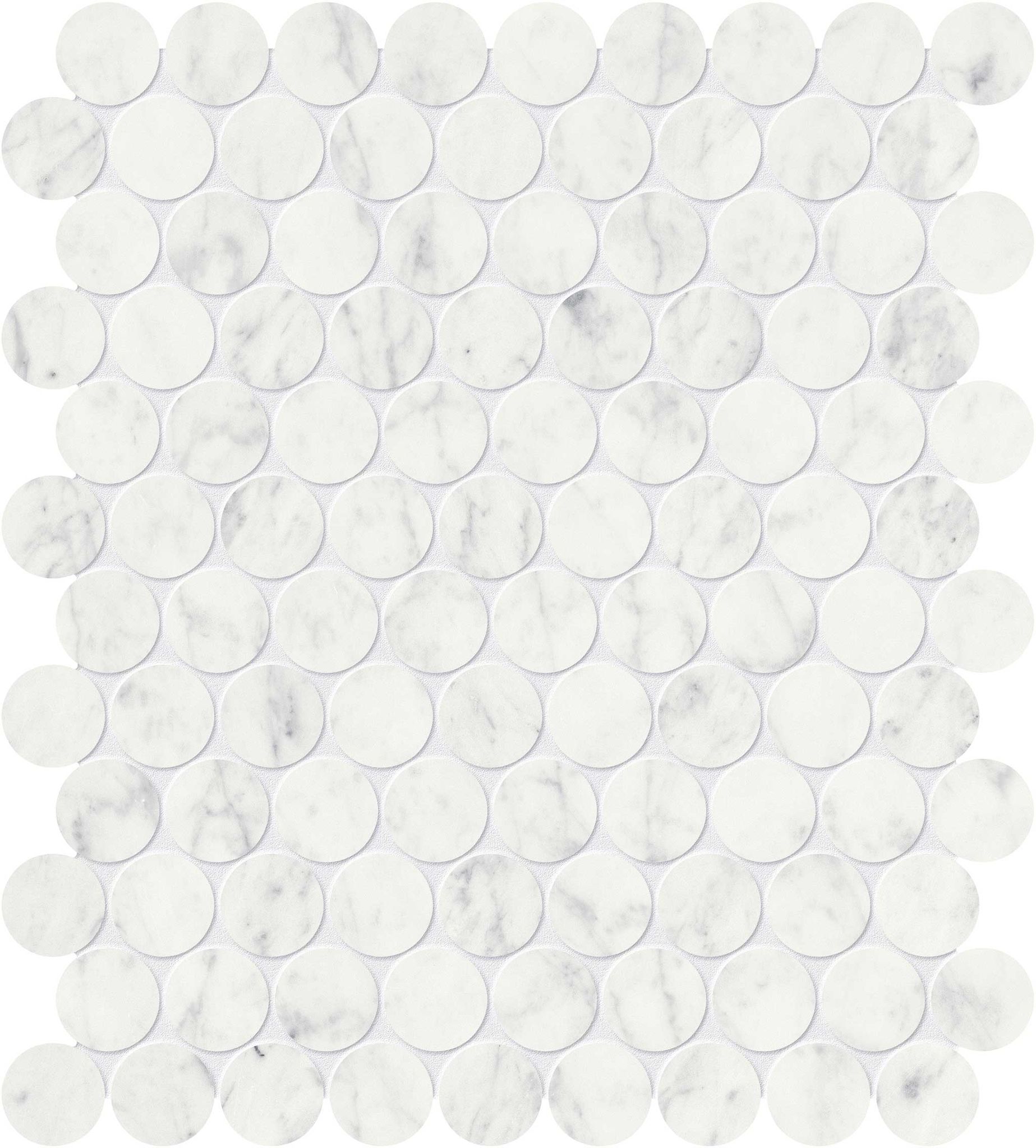 Eterna Bianco 1.25 Polished Penny Round Mosaic | La Raj Tile & Marble