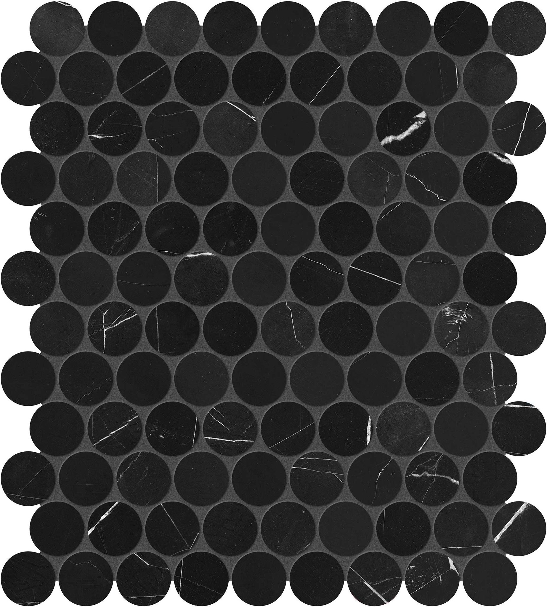 Galaxia Nero 1.25 Penny Round Mosaic | La Raj Tile & Marble