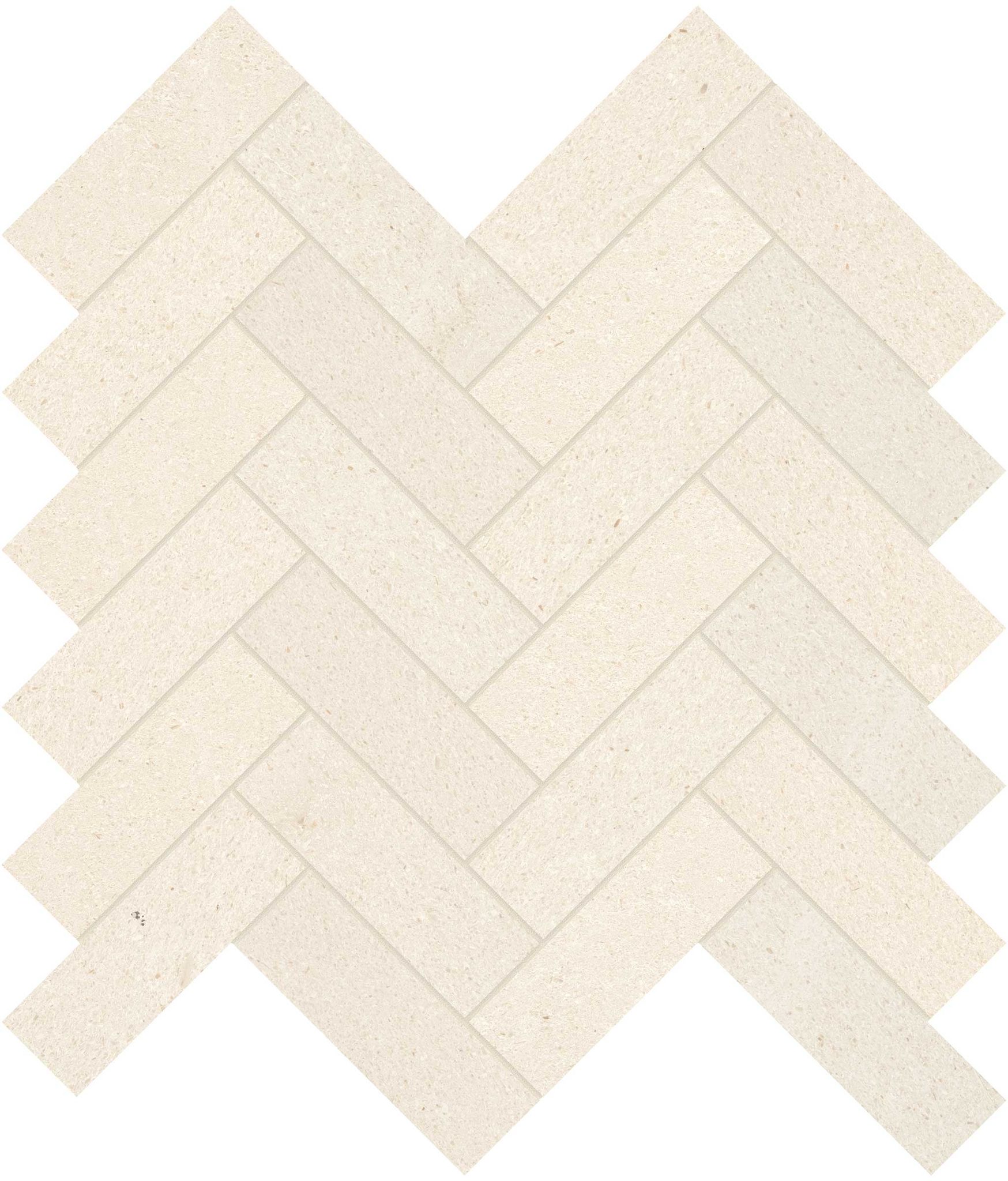 Serene Ivory 1.25x4 Herringbone Mosaic | La Raj Tile & Marble