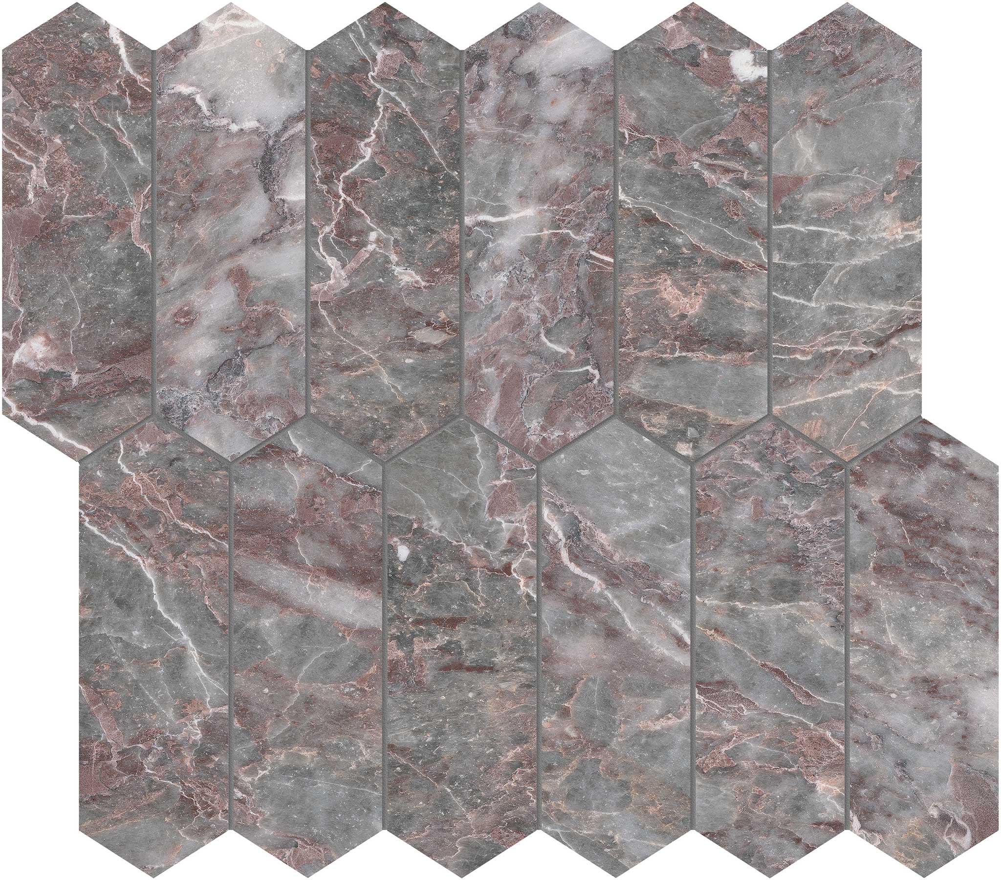 Sereno Burgundy 2x6 Picket Mosaic | La Raj Tile & Marble