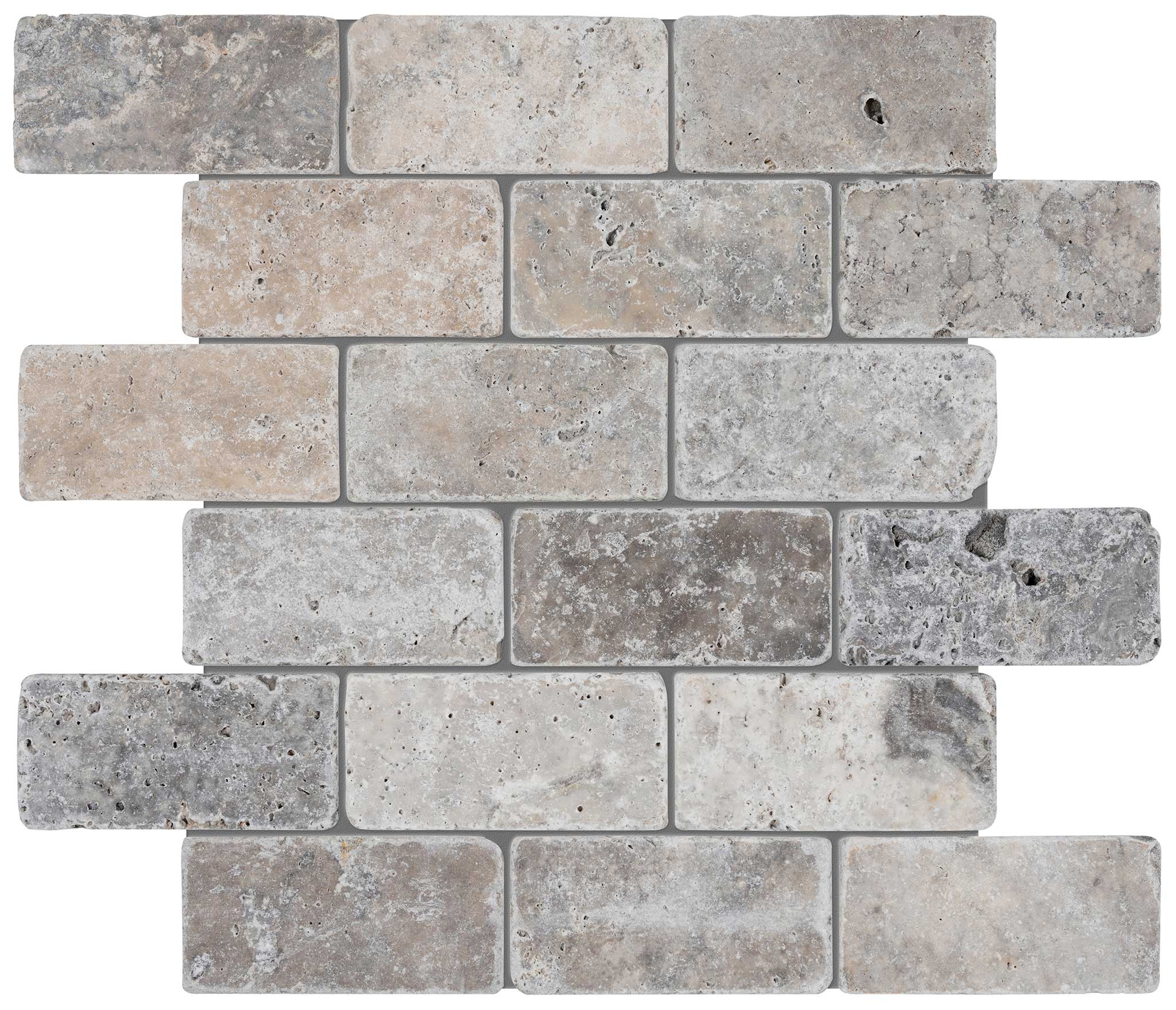 Silver Ash 2x4 Brick Mosaic | La Raj Tile & Marble