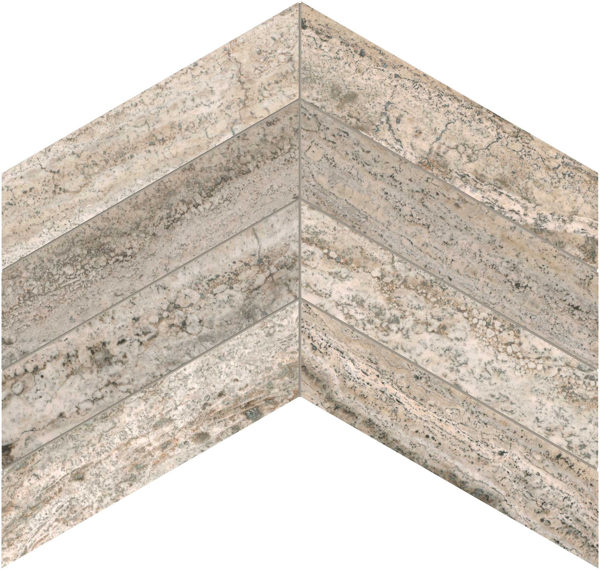 Silver Ash 2x8.5 Chevron Mosaic | La Raj Tile & Marble
