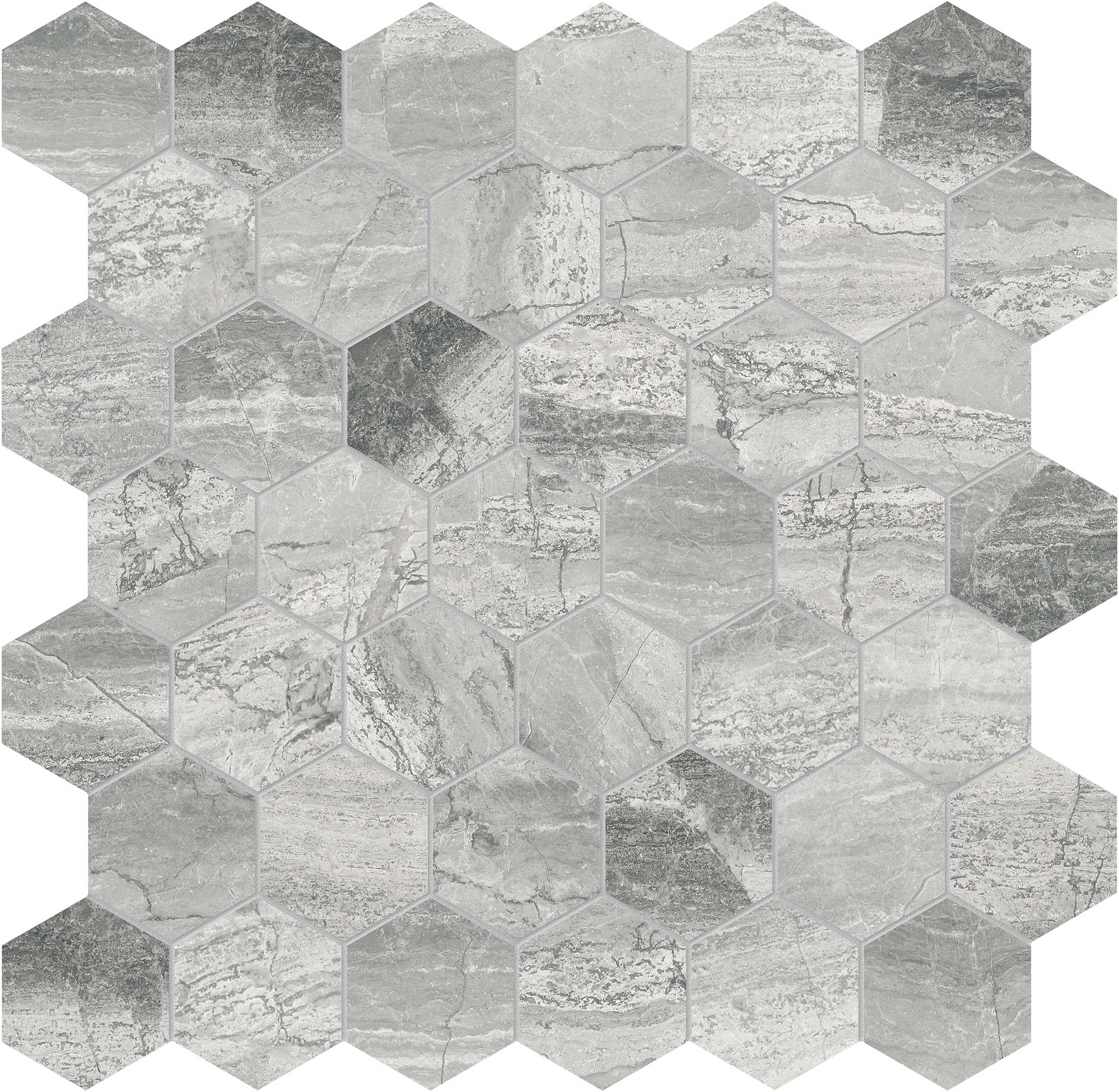 Volcana Notte 2 Hexagon Mosaic | La Raj Tile & Marble