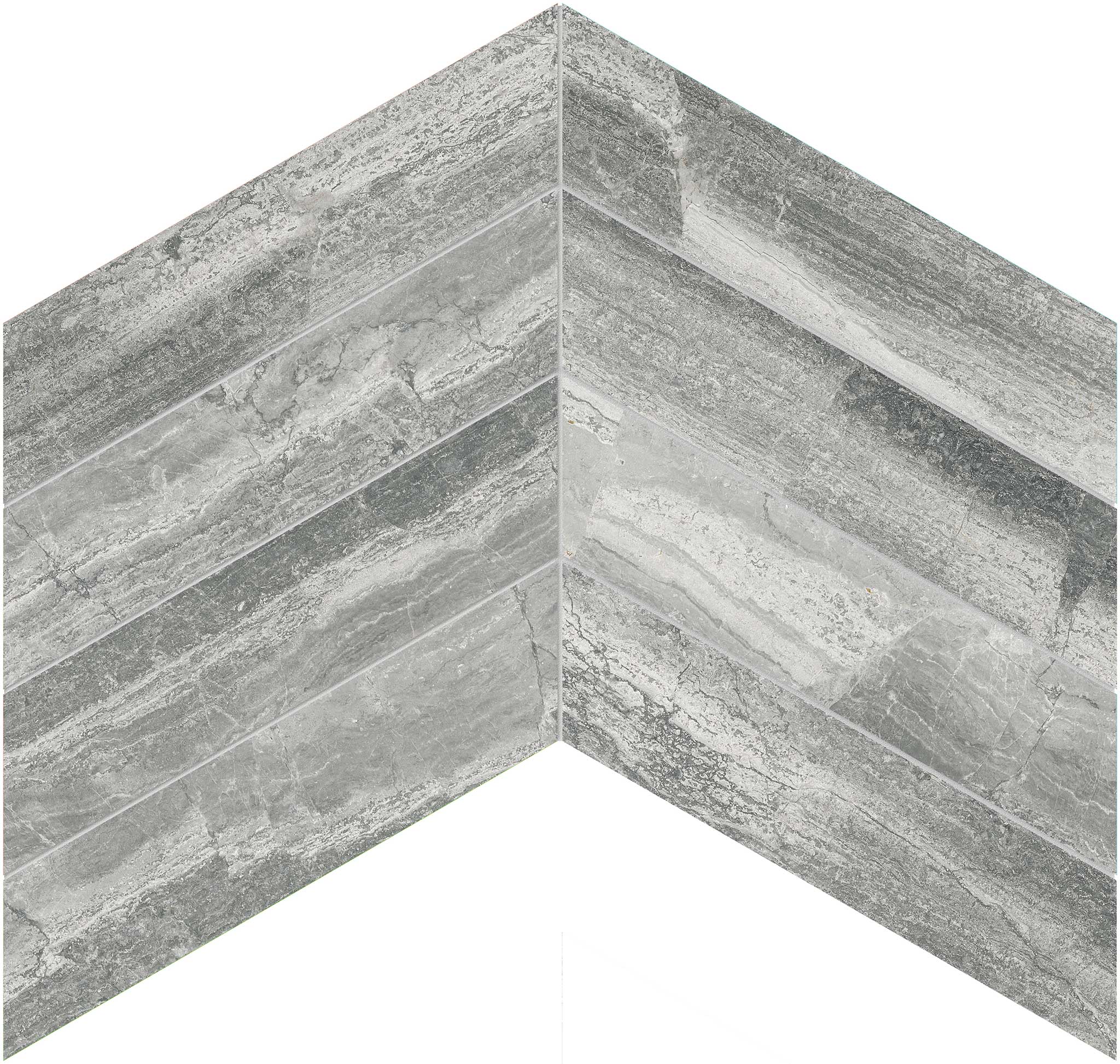 Volcana Notte 2x8.5 Chevron Mosaic | La Raj Tile & Marble