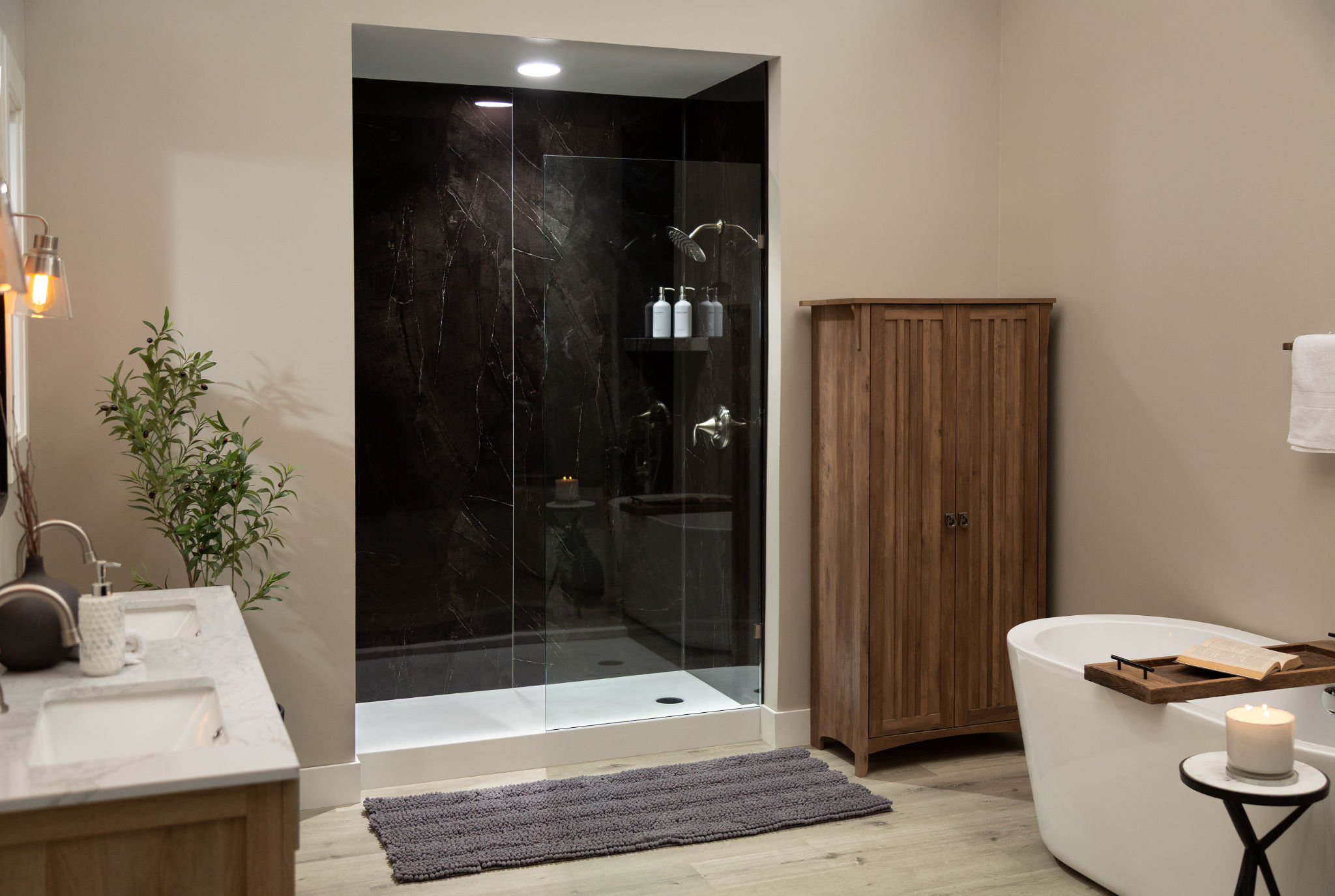 Black Ice Gloss Shower Wall Kit 30x60x94 | La Raj Tile & Marble