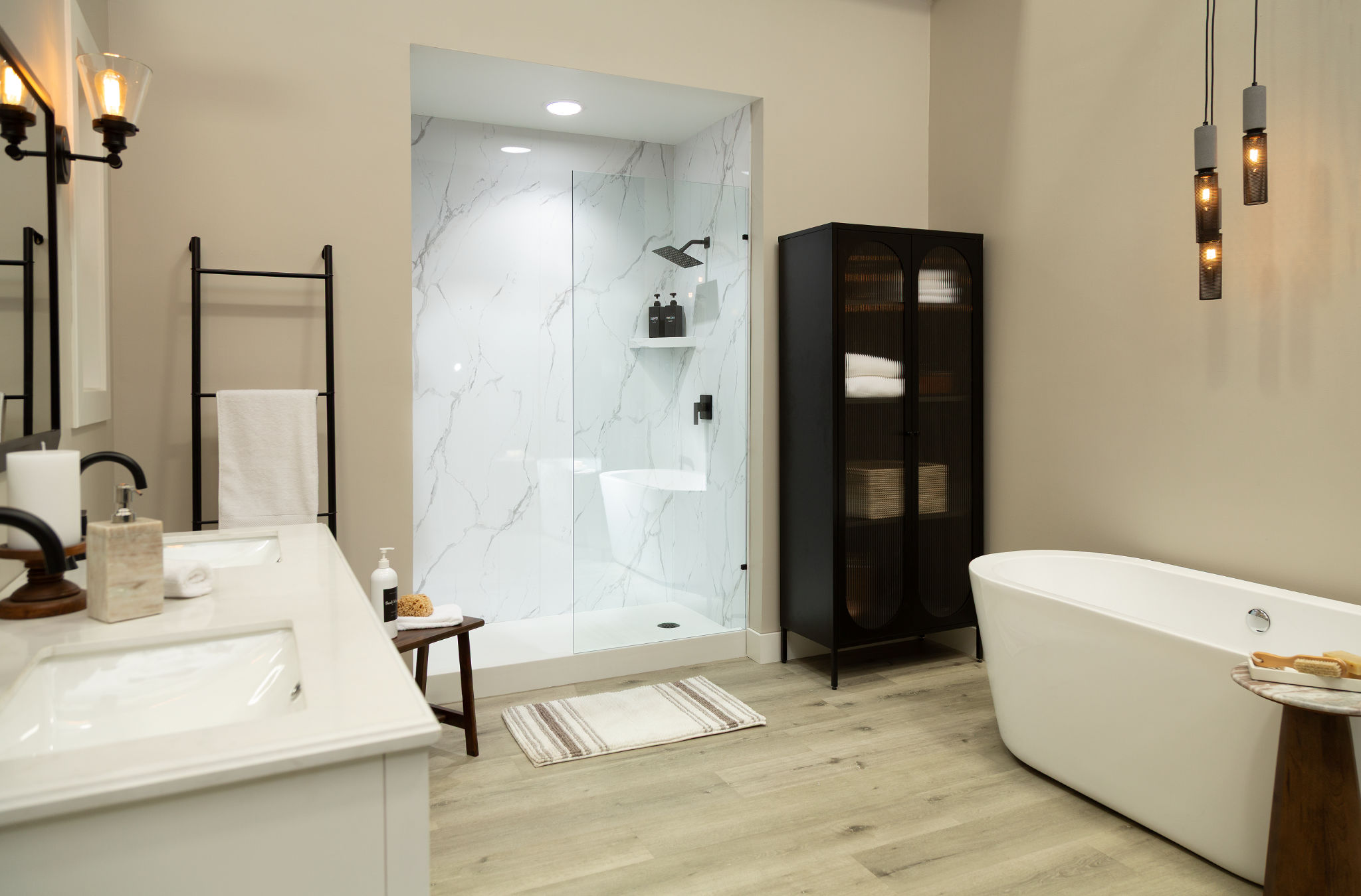 Carrara Marble Gloss Shower Wall Kit 32x60x94 | La Raj Tile & Marble