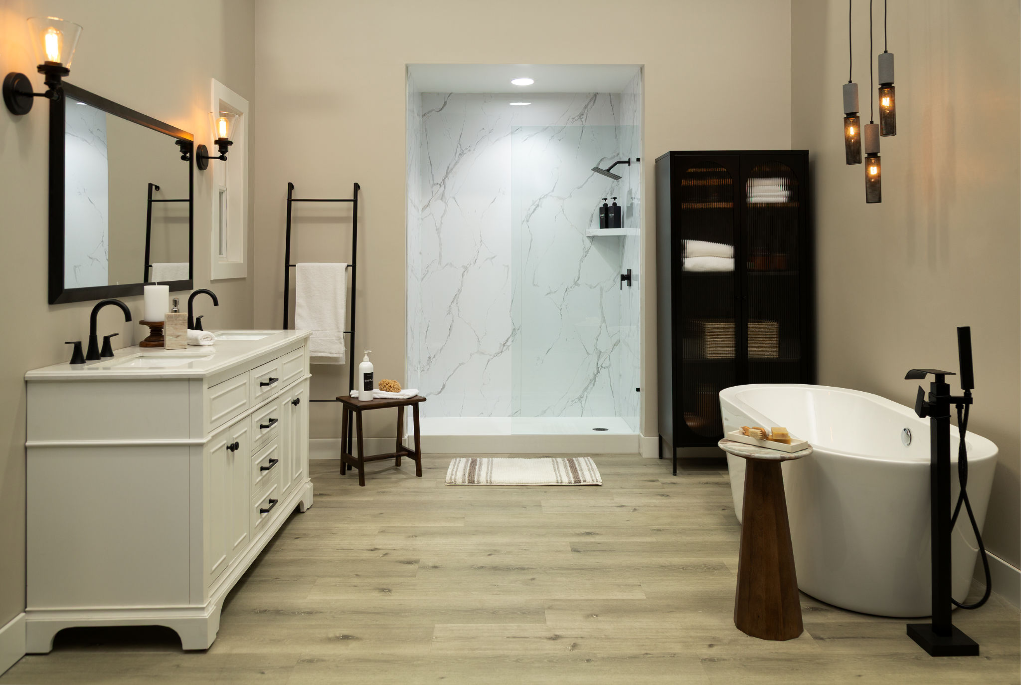 Carrara Marble Gloss Shower Wall Kit 36x60x94 | La Raj Tile & Marble