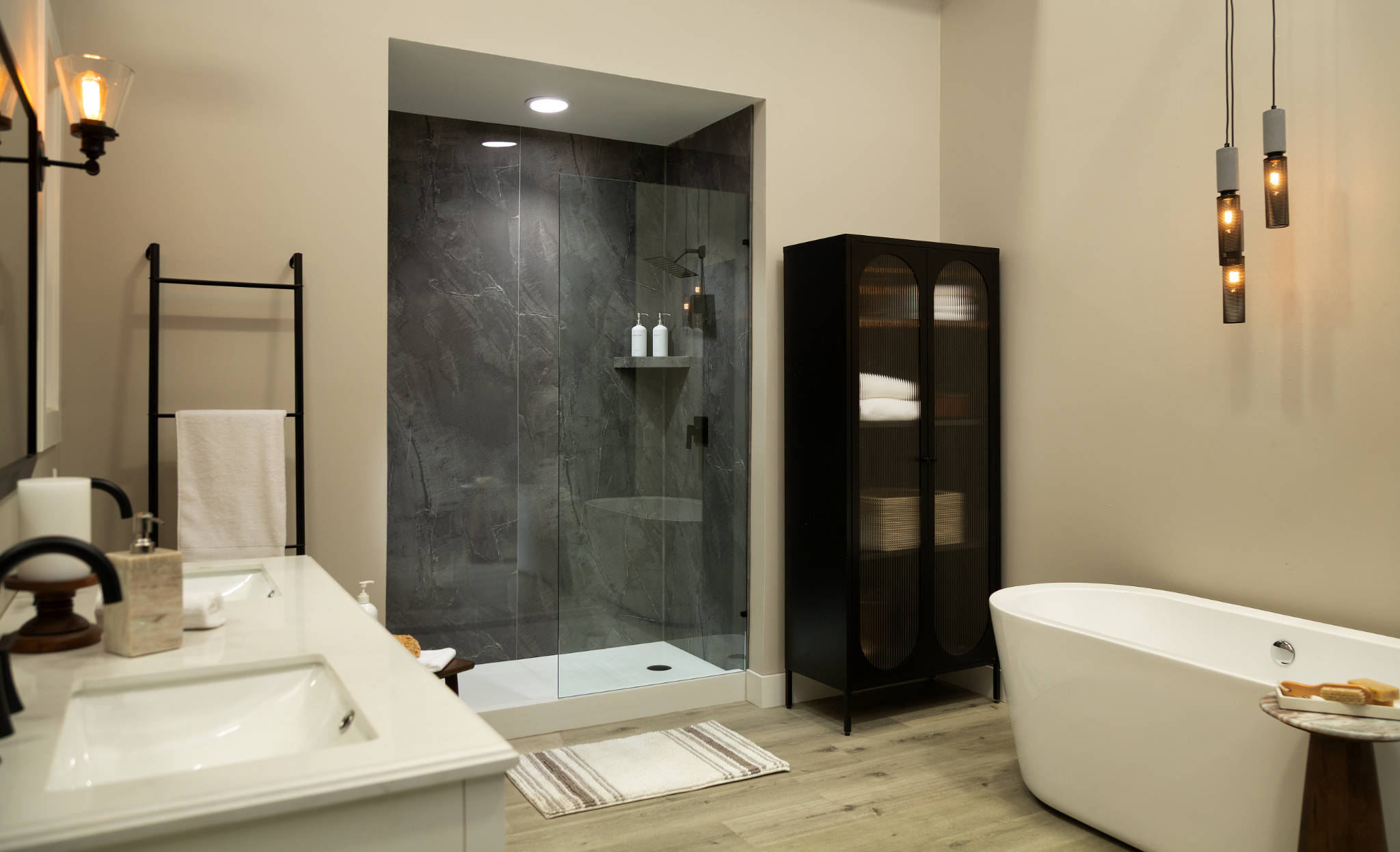 Cracked Slate Gloss Shower Wall Kit 30x60x94 | La Raj Tile & Marble