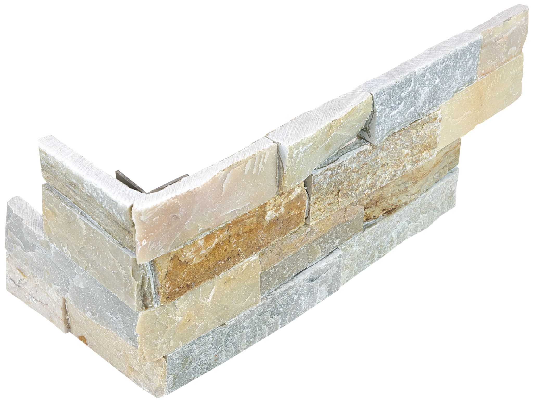 Ledger Stone 6x18 Beach Walk Assembled Corner | La Raj Tile & Marble
